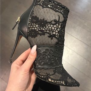 Valentino lace mesh booties in black
